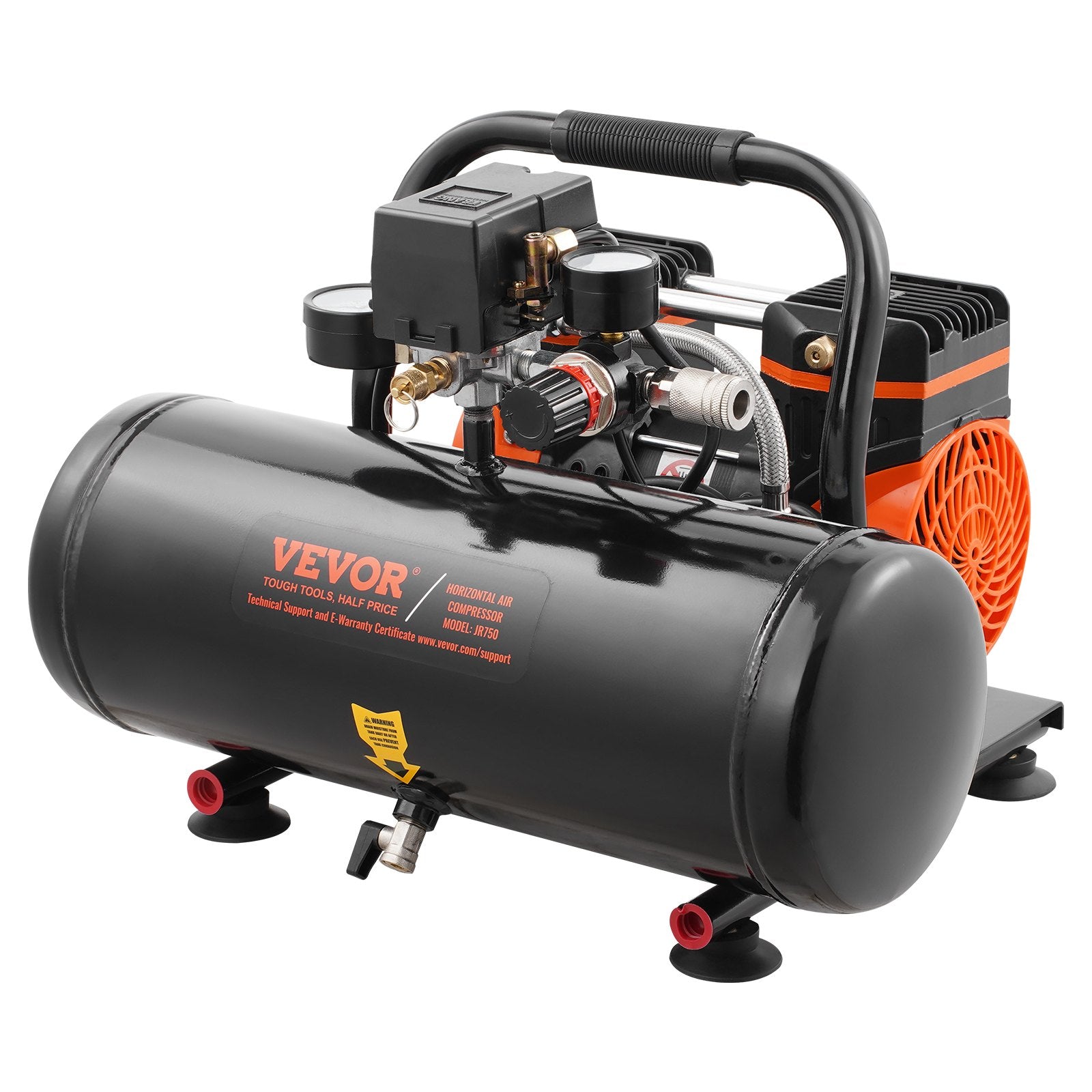 Air Compressors: VEVOR Air Compressor Compact Portable Oil Free Compressor 8L 8bar