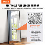 Mirrors: VEVOR Full Length Mirror, 1800x785 mm, Extra Large Standing Hanging or Leaning Rectangle Floor Mirror with Tempered Glass Aluminum Alloy Frame, Full Body Dressing Mirror for Living Room Bedroom, Black