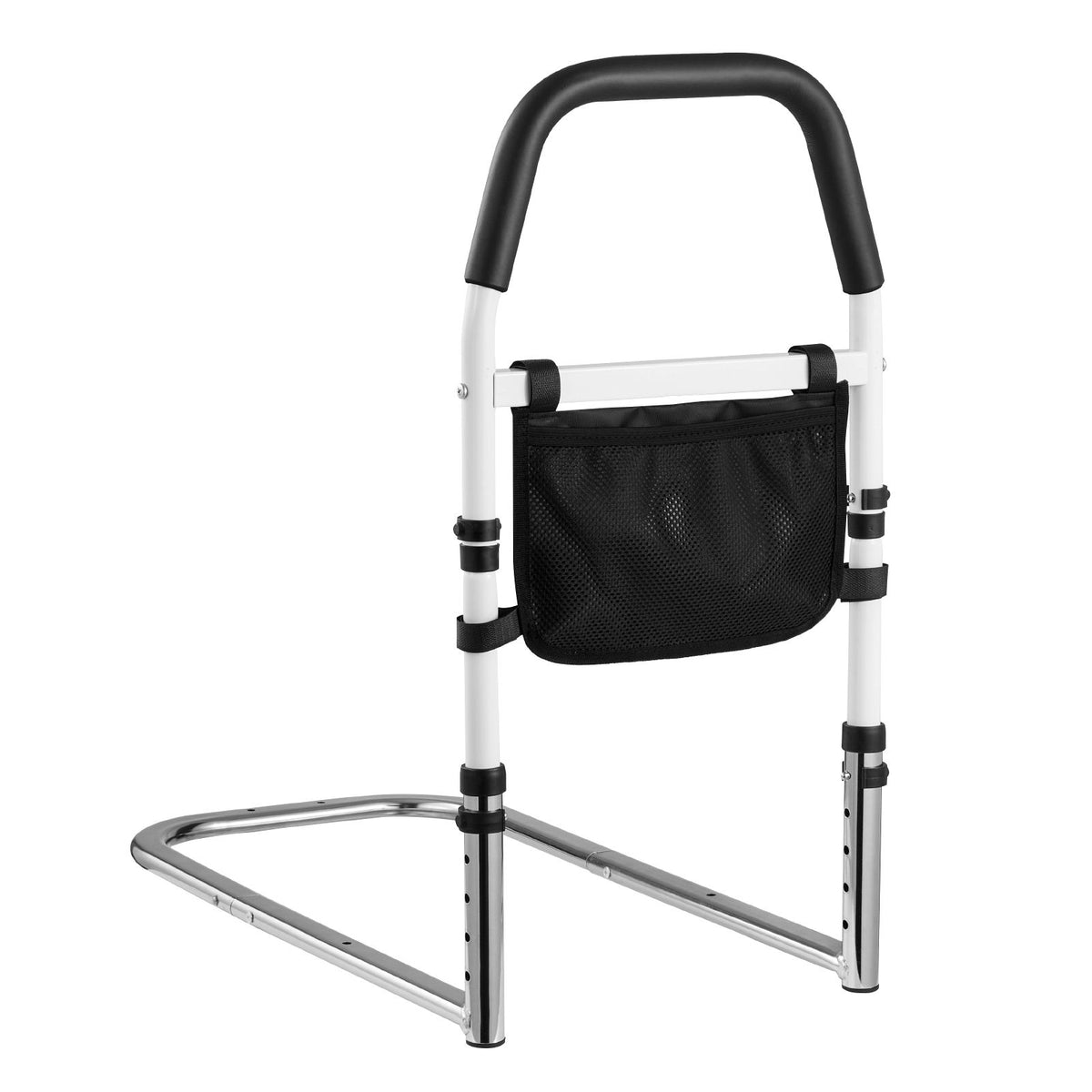 Bed Rail for Elderly, Bedside Assist Rails with PU Handrail, Adjustable Height Pipe Bedside Cane, High-Strength Carbon Steel Bed Bars for Seniors & Patients, Fits King, Queen, Full, Twin