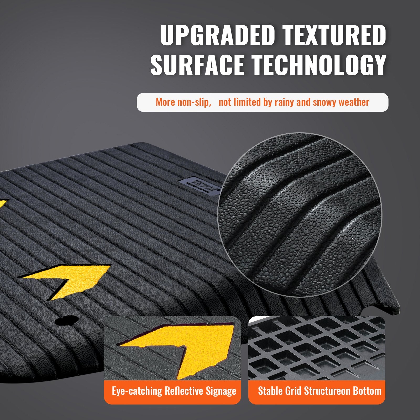 Upgraded Rubber Threshold Ramp, 10.2 cm Rise Door Ramp with 1 Channel, Natural Rubber Car Ramp with Non-Slip Textured Surface, 15 tons Load Capacity Curb Ramp for Wheelchair and Scooter