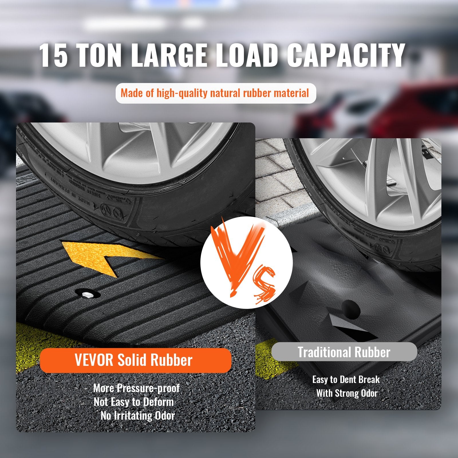Upgraded Rubber Threshold Ramp, 8.9 cm Rise Door Ramp with 1 Channel, Natural Rubber Car Ramp with Non-Slip Textured Surface, 15 tons Load Capacity Curb Ramp for Wheelchair and Scooter