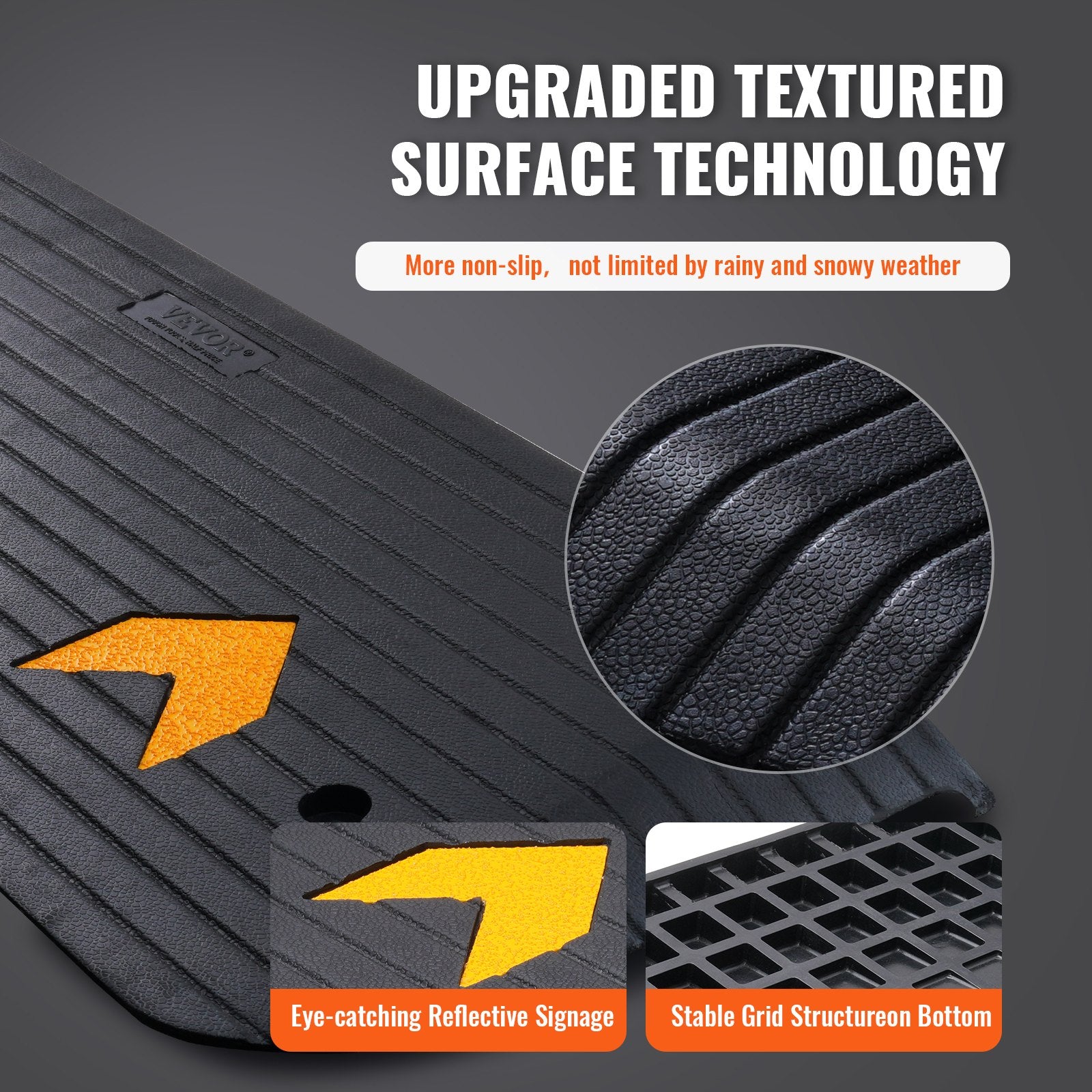 Automotive Decor: VEVOR Rubber Threshold Ramp, 5 cm Rise Threshold Ramp Doorway, Recycled Rubber Power Threshold Ramp Rated 15 tons Load Capacity, Non-Slip Surface Rubber Solid Threshold Ramp for Wheelchair and Scooter