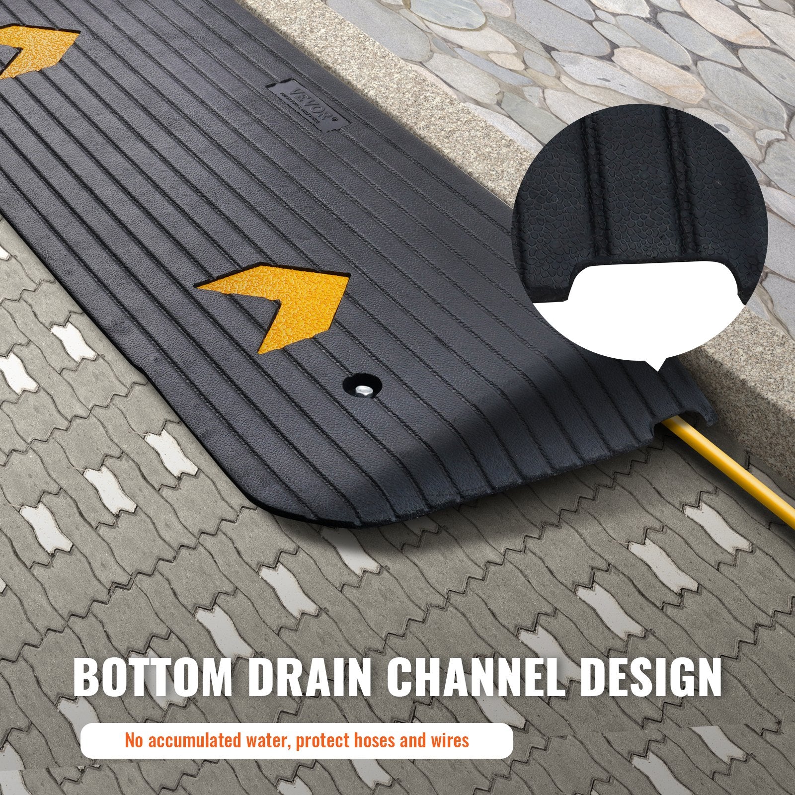Automotive Decor: VEVOR Rubber Threshold Ramp, 5 cm Rise Threshold Ramp Doorway, Recycled Rubber Power Threshold Ramp Rated 15 tons Load Capacity, Non-Slip Surface Rubber Solid Threshold Ramp for Wheelchair and Scooter