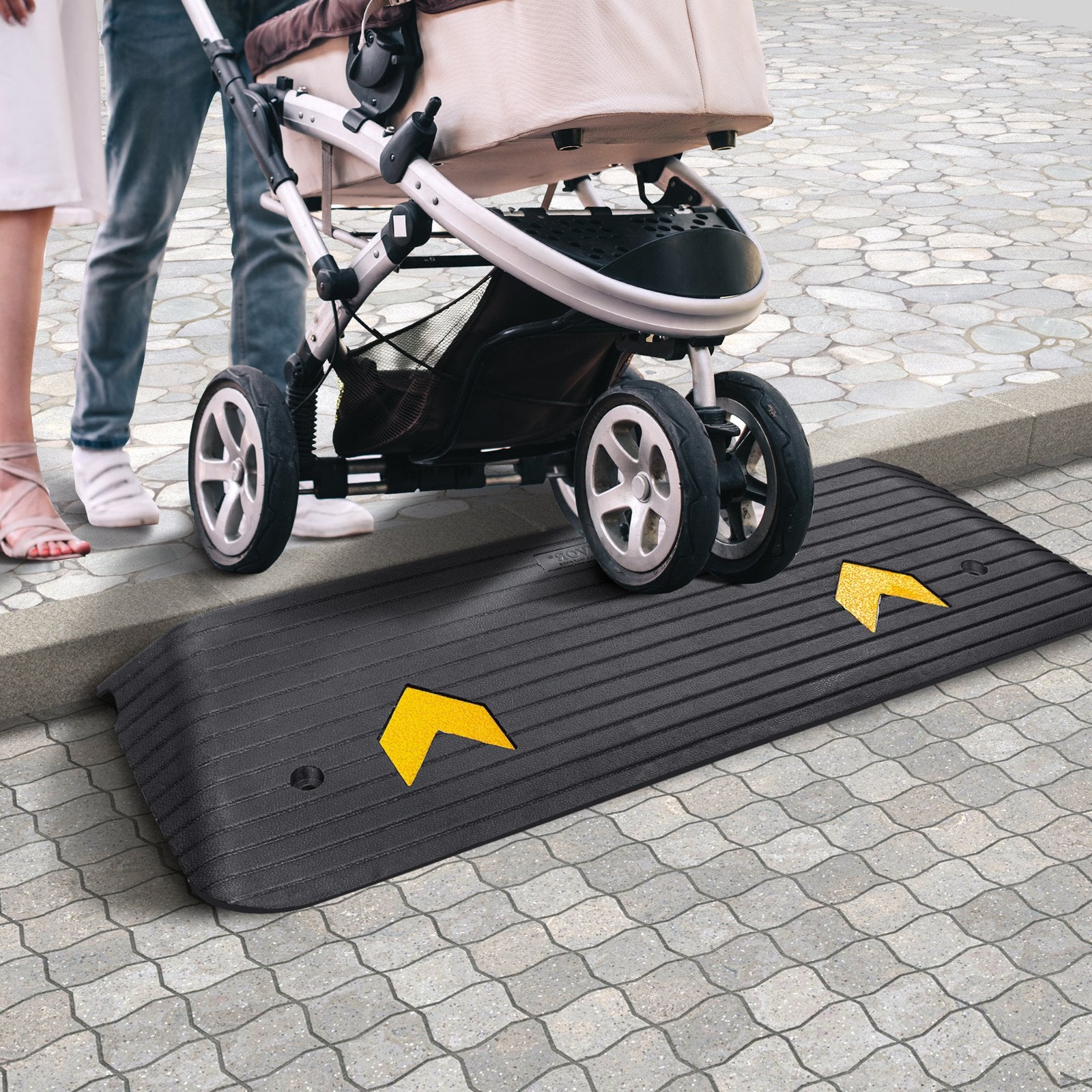Automotive Decor: VEVOR Rubber Threshold Ramp, 5 cm Rise Threshold Ramp Doorway, Recycled Rubber Power Threshold Ramp Rated 15 tons Load Capacity, Non-Slip Surface Rubber Solid Threshold Ramp for Wheelchair and Scooter