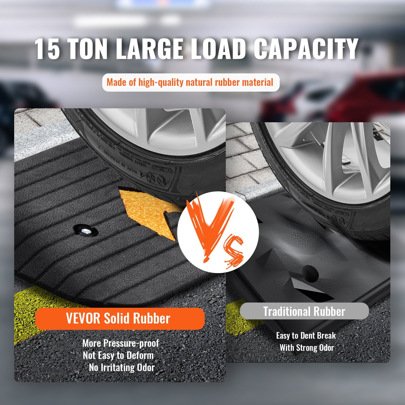 Automotive Decor: VEVOR Upgraded Rubber Threshold Ramp, 2.5 cm Rise Wheelchair Ramp Doorway, Natural Curb Ramp Rated 15 tons Load Capacity, Non-Slip Textured Surface Rubber Curb Ramp for Wheelchair and Scooter