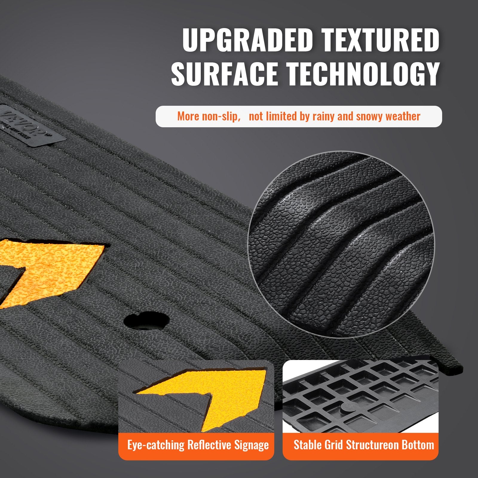 Automotive Decor: VEVOR Upgraded Rubber Threshold Ramp, 2.5 cm Rise Wheelchair Ramp Doorway, Natural Curb Ramp Rated 15 tons Load Capacity, Non-Slip Textured Surface Rubber Curb Ramp for Wheelchair and Scooter
