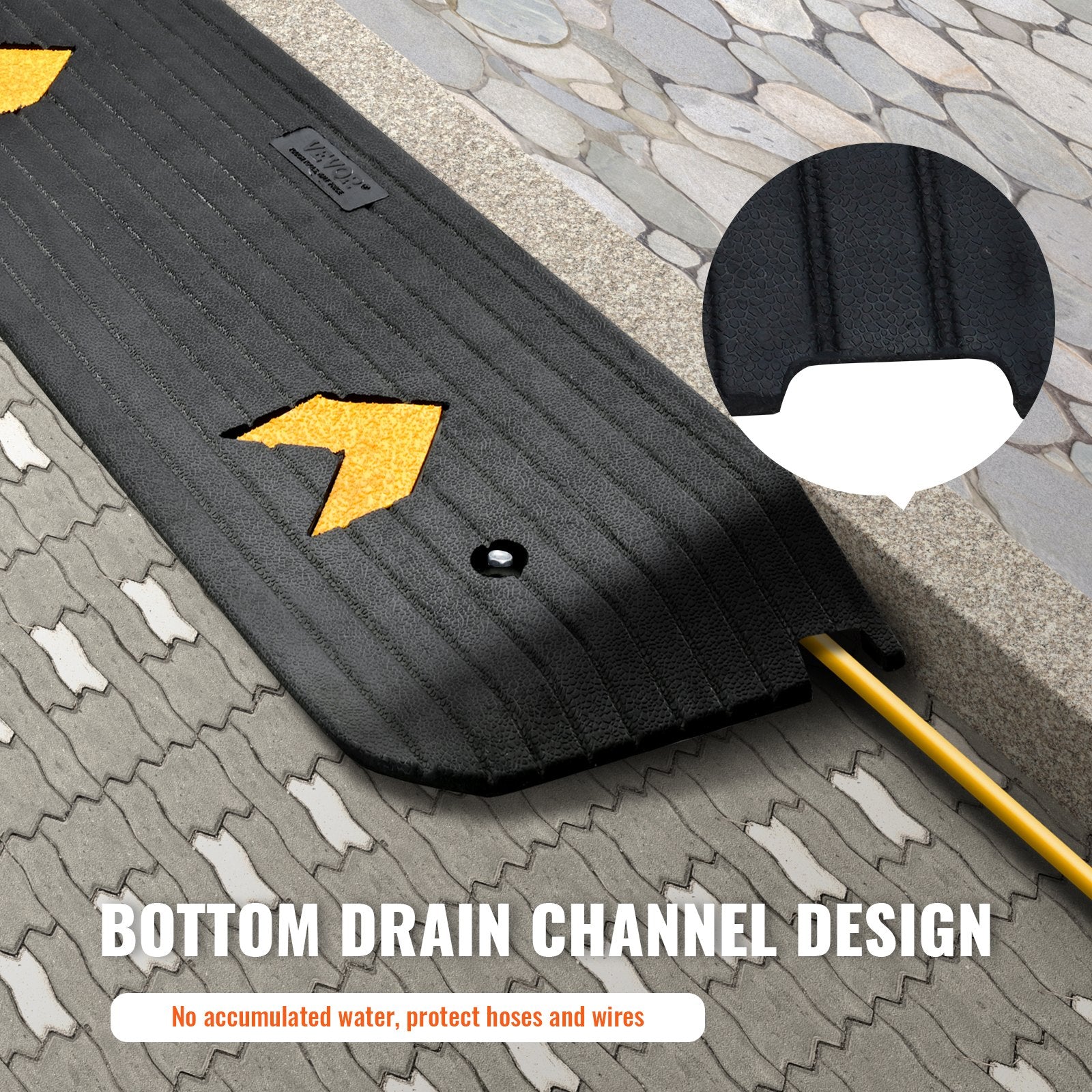 Automotive Decor: VEVOR Upgraded Rubber Threshold Ramp, 2.5 cm Rise Wheelchair Ramp Doorway, Natural Curb Ramp Rated 15 tons Load Capacity, Non-Slip Textured Surface Rubber Curb Ramp for Wheelchair and Scooter