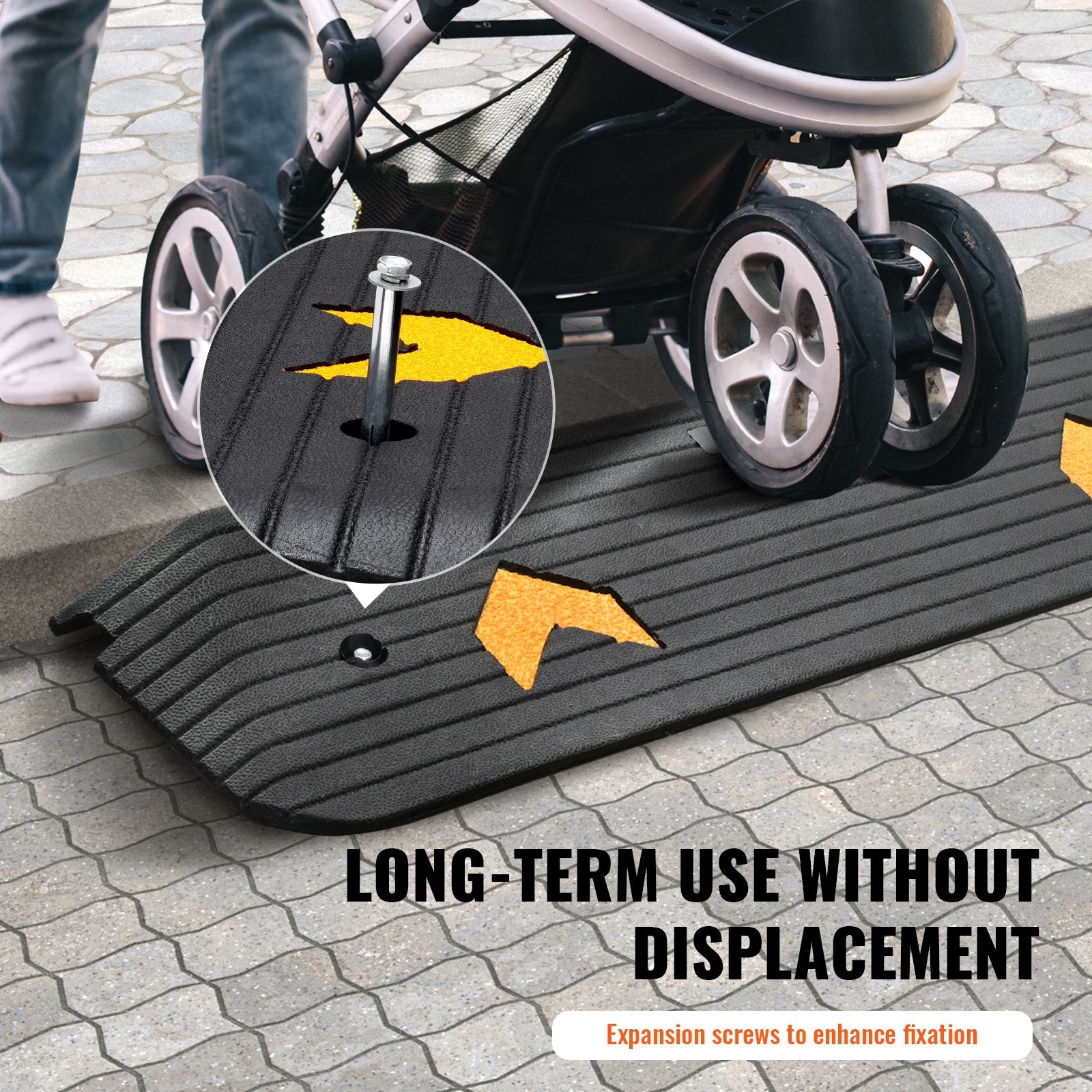 Automotive Decor: VEVOR Upgraded Rubber Threshold Ramp, 2.5 cm Rise Wheelchair Ramp Doorway, Natural Curb Ramp Rated 15 tons Load Capacity, Non-Slip Textured Surface Rubber Curb Ramp for Wheelchair and Scooter