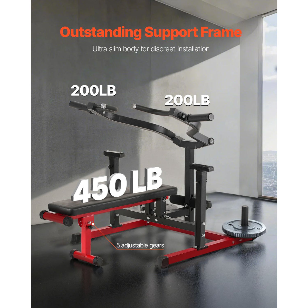 Chest Press Machine, 450 LBS Bench Press Set, Adjustable Flat Incline Bench with Independent Converging Arms, Upper Chest Equipment, Fitness Home Gym Equipment for Chest, AB Workouts, Shoulder