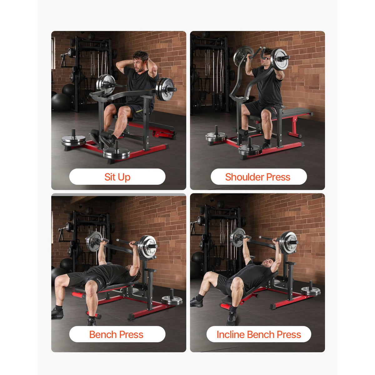 Chest Press Machine, 450 LBS Bench Press Set, Adjustable Flat Incline Bench with Independent Converging Arms, Upper Chest Equipment, Fitness Home Gym Equipment for Chest, AB Workouts, Shoulder