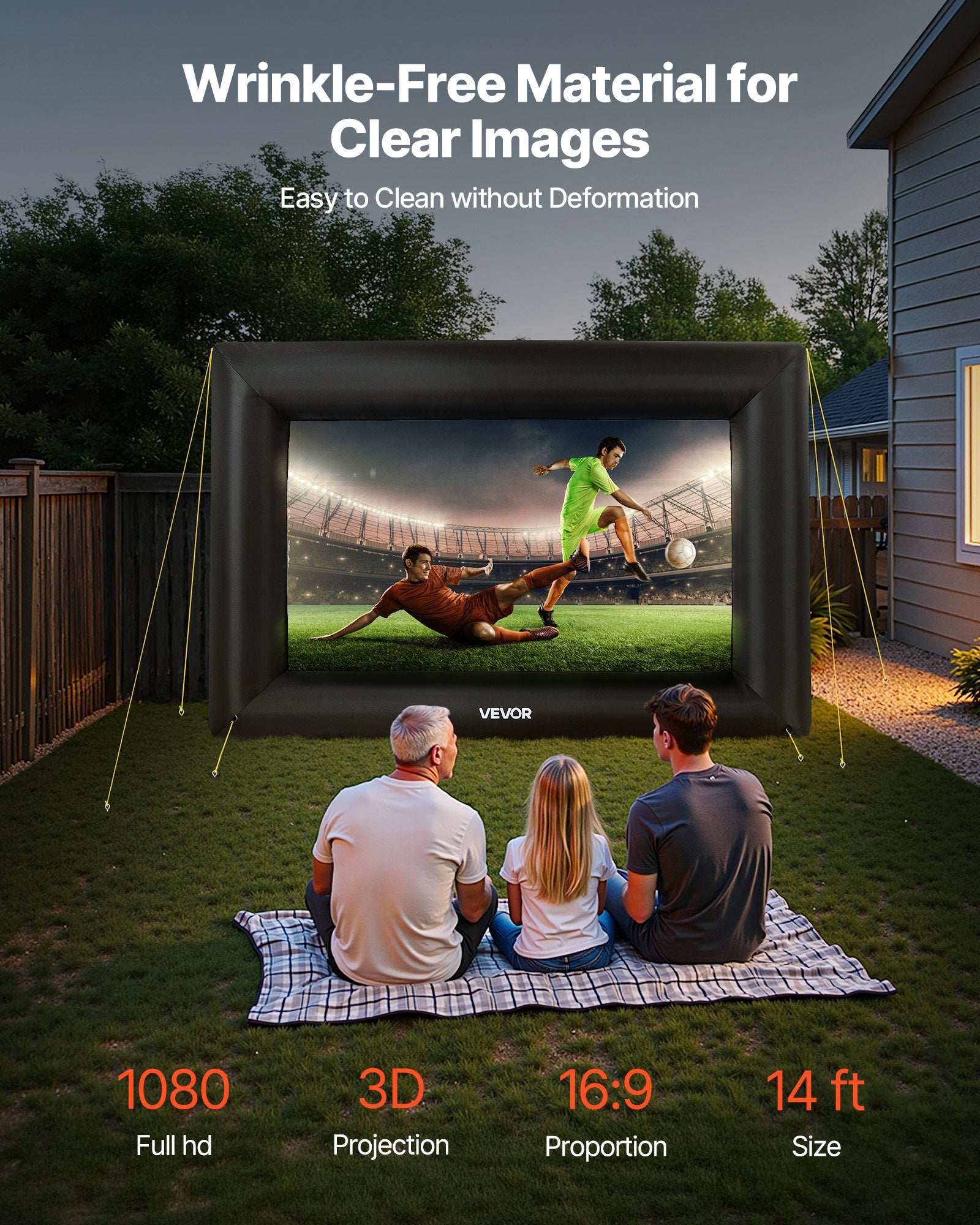 Screens & Stands: VEVOR 14 ft Inflatable Movie Screen 16:9 600D Movie Projector with Portable Bag