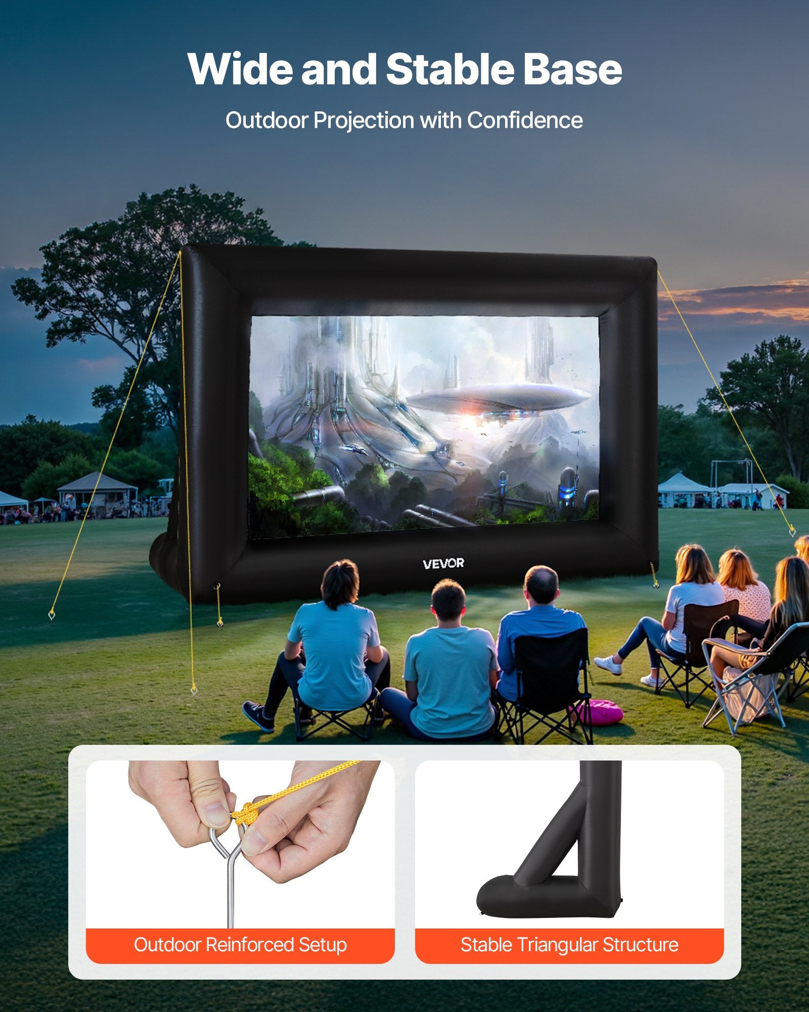 Screens & Stands: VEVOR 14 ft Inflatable Movie Screen 16:9 600D Movie Projector with Portable Bag