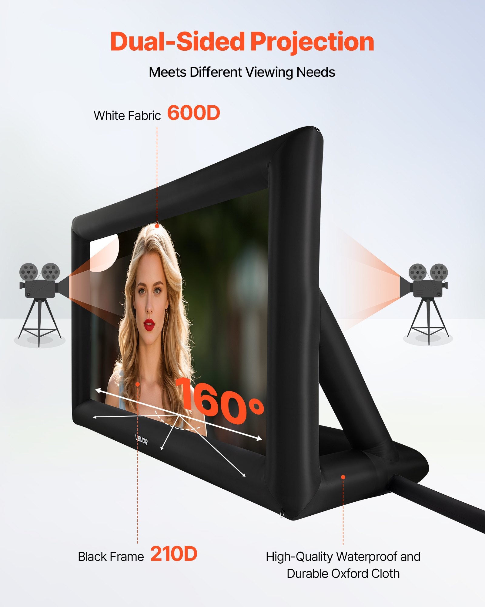 Screens & Stands: VEVOR 16 ft Inflatable Movie Screen 16:9 600D Movie Projector with Portable Bag