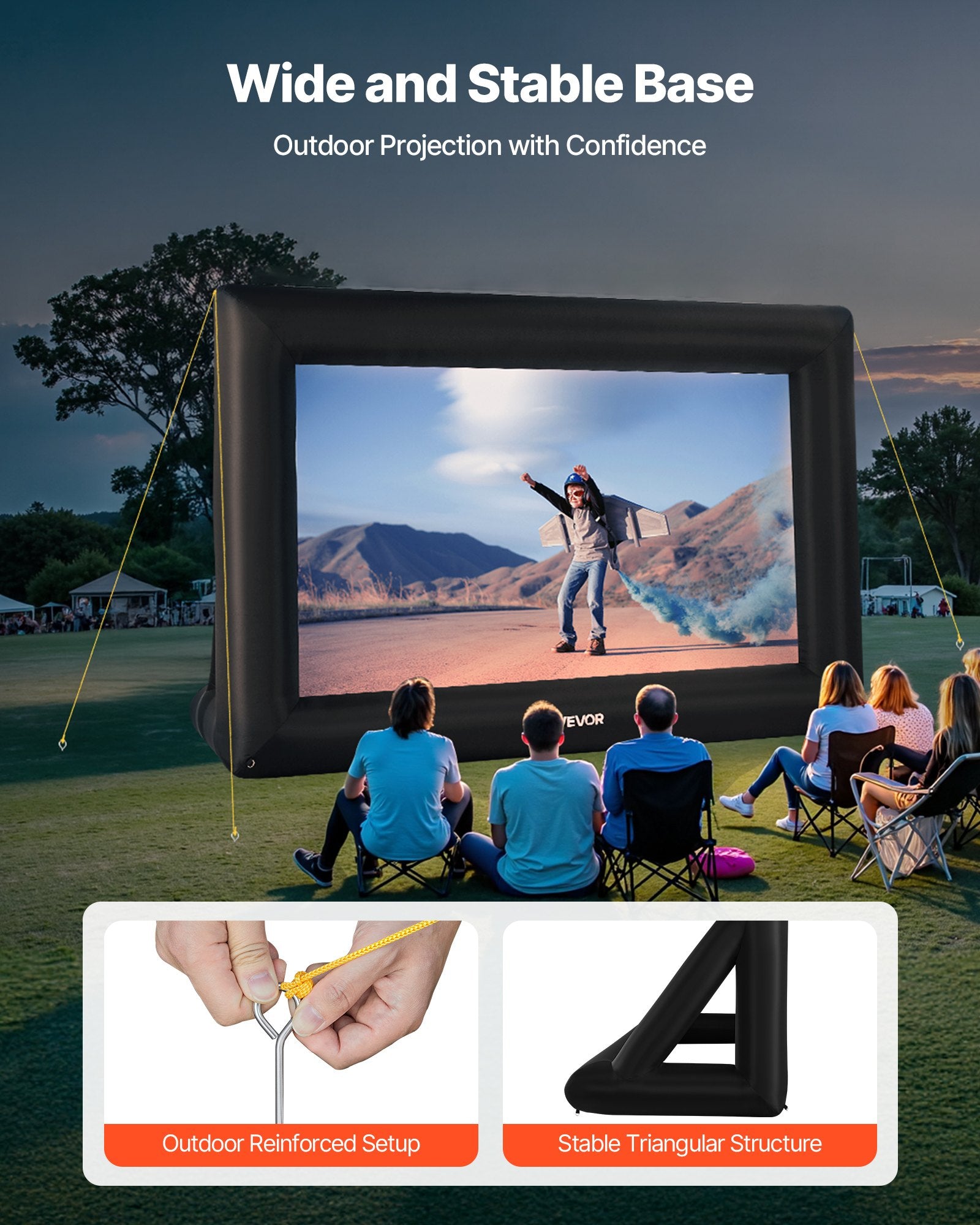 Screens & Stands: VEVOR 16 ft Inflatable Movie Screen 16:9 600D Movie Projector with Portable Bag