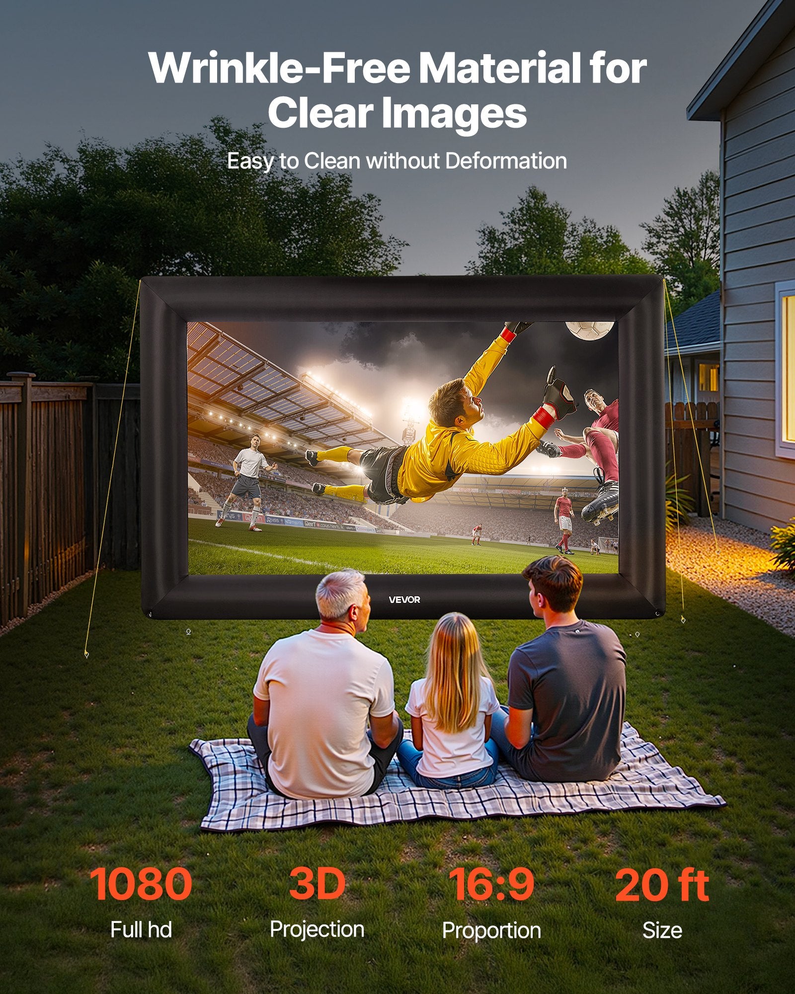 Screens & Stands: VEVOR 20 ft Inflatable Movie Screen 16:9 600D Movie Projector with Portable Bag