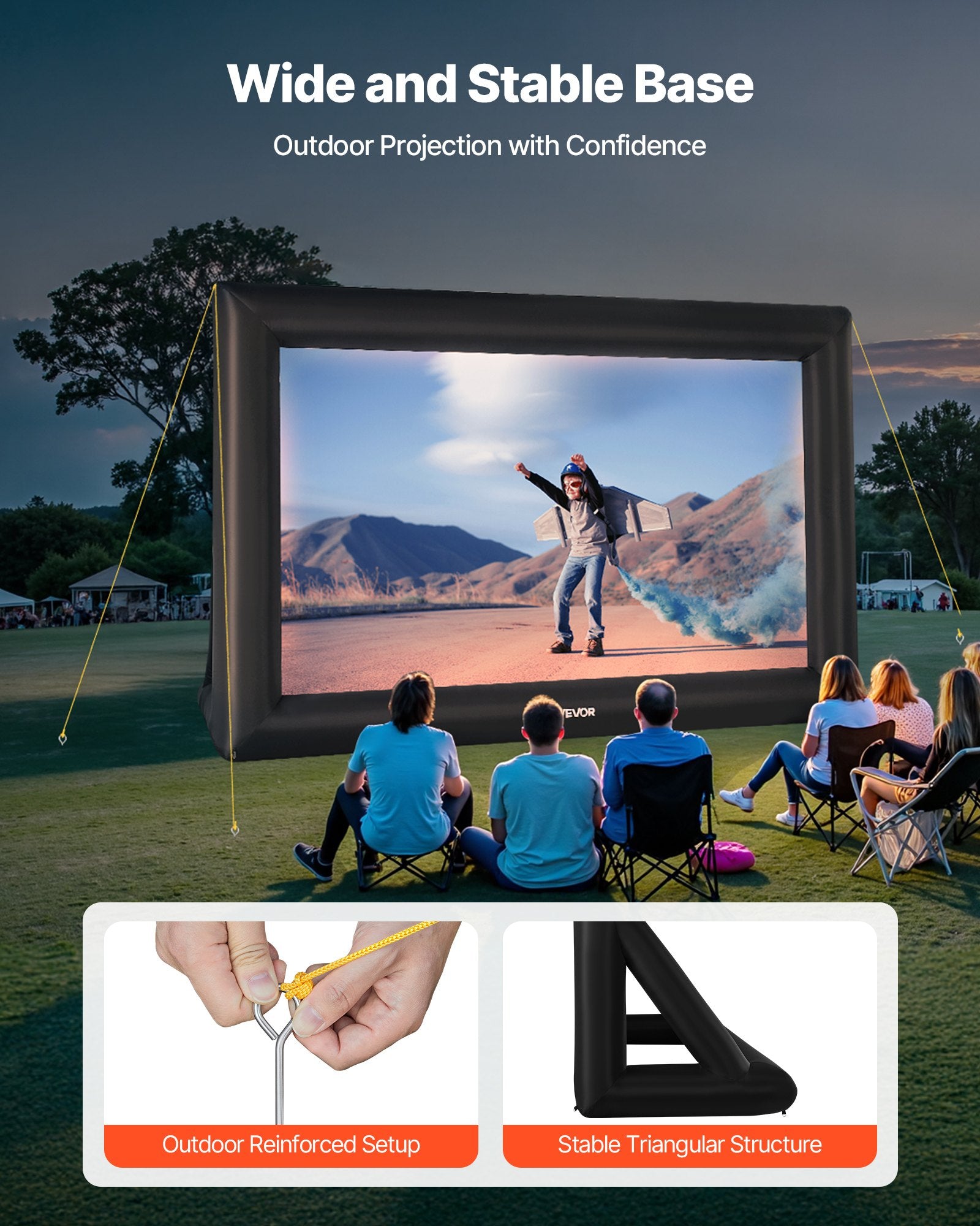 Screens & Stands: VEVOR 20 ft Inflatable Movie Screen 16:9 600D Movie Projector with Portable Bag