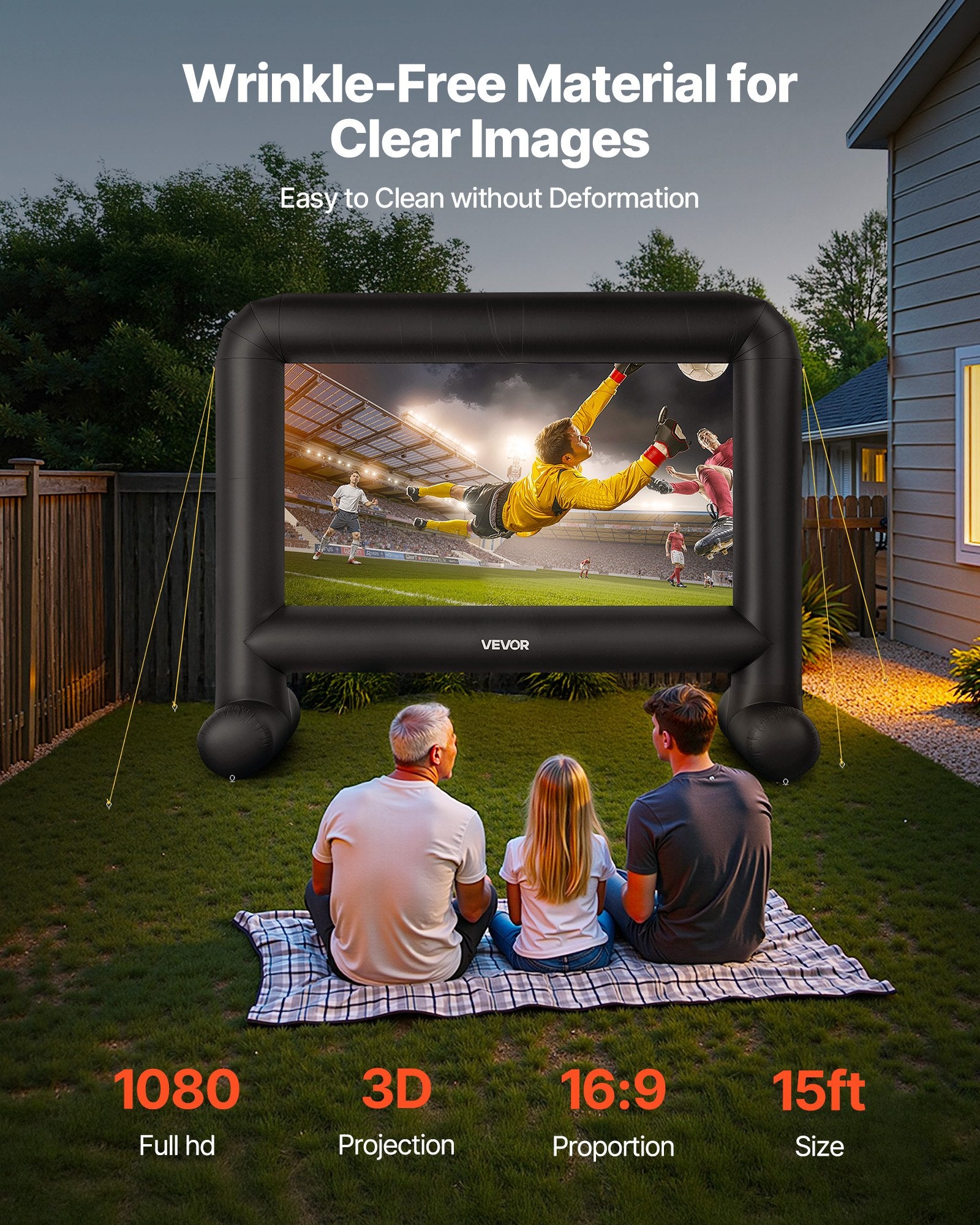 Screens & Stands: VEVOR 15 ft Inflatable Movie Screen 16:9 600D Movie Projector with Portable Bag