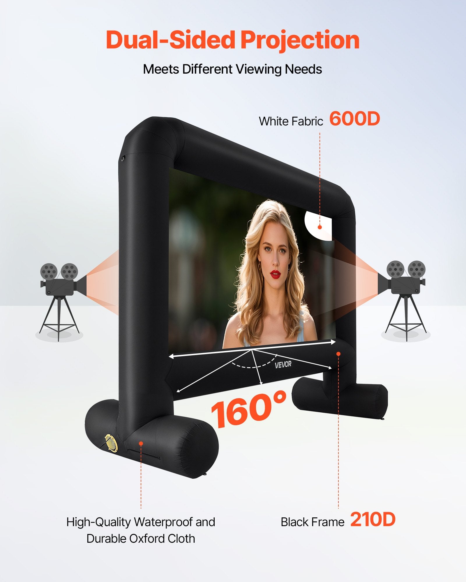 Screens & Stands: VEVOR 15 ft Inflatable Movie Screen 16:9 600D Movie Projector with Portable Bag