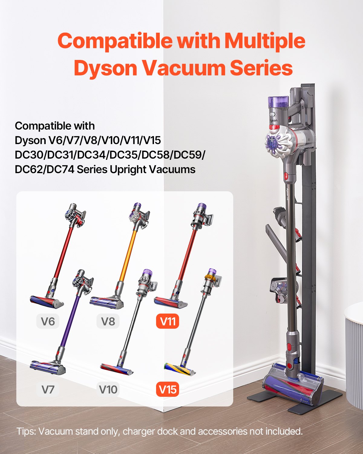 Vacuum Cleaner Accessories: VEVOR Vacuum Stand for Dyson Multi-Models Storage Bracket Holder with 6 Hooks