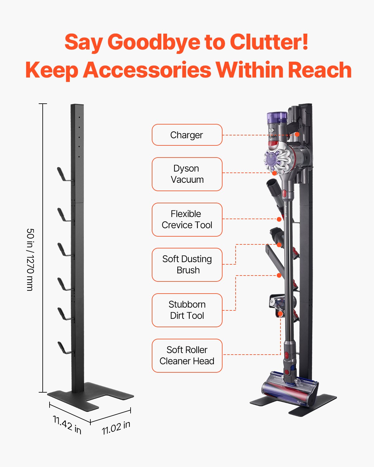 Vacuum Cleaner Accessories: VEVOR Vacuum Stand for Dyson Multi-Models Storage Bracket Holder with 6 Hooks