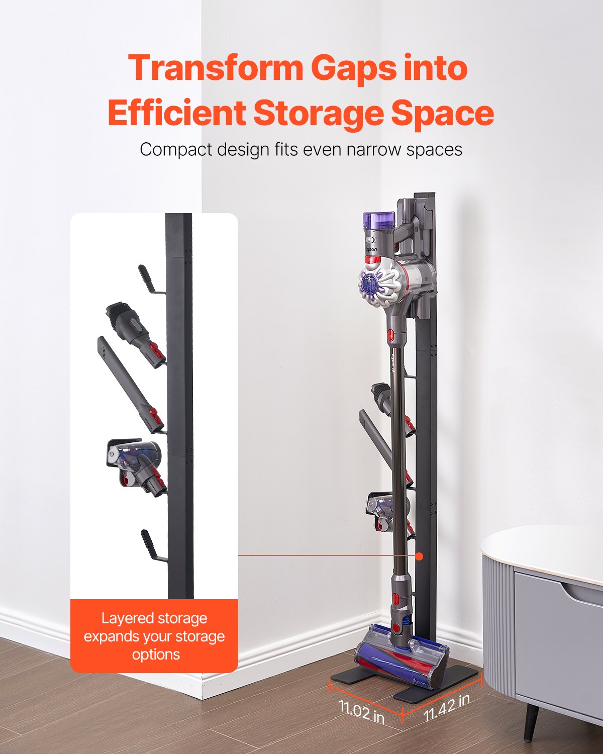Vacuum Cleaner Accessories: VEVOR Vacuum Stand for Dyson Multi-Models Storage Bracket Holder with 6 Hooks