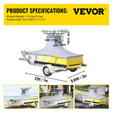 Boating Accessories: VEVOR T-Top Boat Cover, Fit for 20\'-22\' Boat, Heavy Duty 600D Marine Grade Oxford Hard Top Cover, UV Resistant Waterproof Center Console Boat Cover with 2 Support Poles and 7 Wind-Proof Straps, Gray