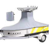 Boating Accessories: VEVOR T-Top Boat Cover, Fit for 22\'-24\' Boat, Heavy Duty 600D Marine Grade Oxford Hard Top Cover, UV Resistant Waterproof Center Console Boat Cover with 2 Support Poles and 7 Wind-Proof Straps, Gray