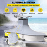 Boating Accessories: VEVOR T-Top Boat Cover, Fit for 22\'-24\' Boat, Heavy Duty 600D Marine Grade Oxford Hard Top Cover, UV Resistant Waterproof Center Console Boat Cover with 2 Support Poles and 7 Wind-Proof Straps, Gray
