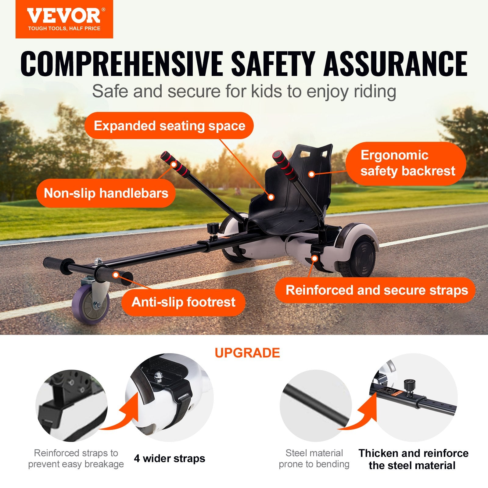 Basketball & Basketball Accessories: VEVOR Hoverboard Seat Attachment, Compatible with All 16.5cm20.3cm21.6cm25.4 Hoverboards,Grips Control,Adjustable Frame Length and 99.8 kg Load Capacity,Hover Board Go Karts Accessory,for Kids Adults