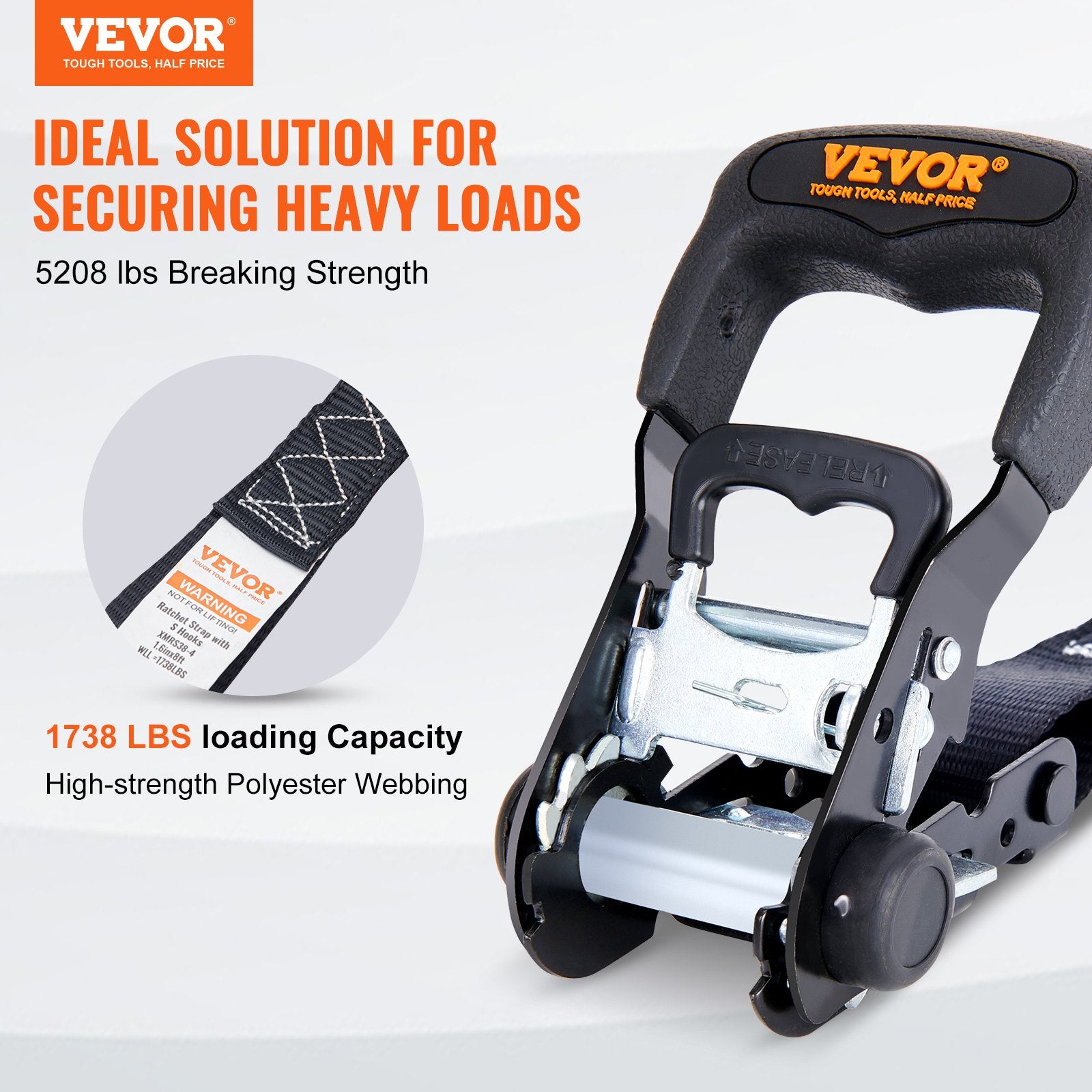 Automotive Repair & Speciality Tools: VEVOR 4 Pack Ratchet Tie Down Straps 5208 lbs 1.6