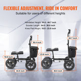 Mobility & Accessibility: VEVOR Folding Knee Scooter, Aluminum Steerable Knee Walker with Height-Adjustable Handlebar & Knee Pad, 12" All-Terrain Wheels, Dual Brakes, Leg Recovery Scooter for Broken Ankle Foot Injuries, 159KG