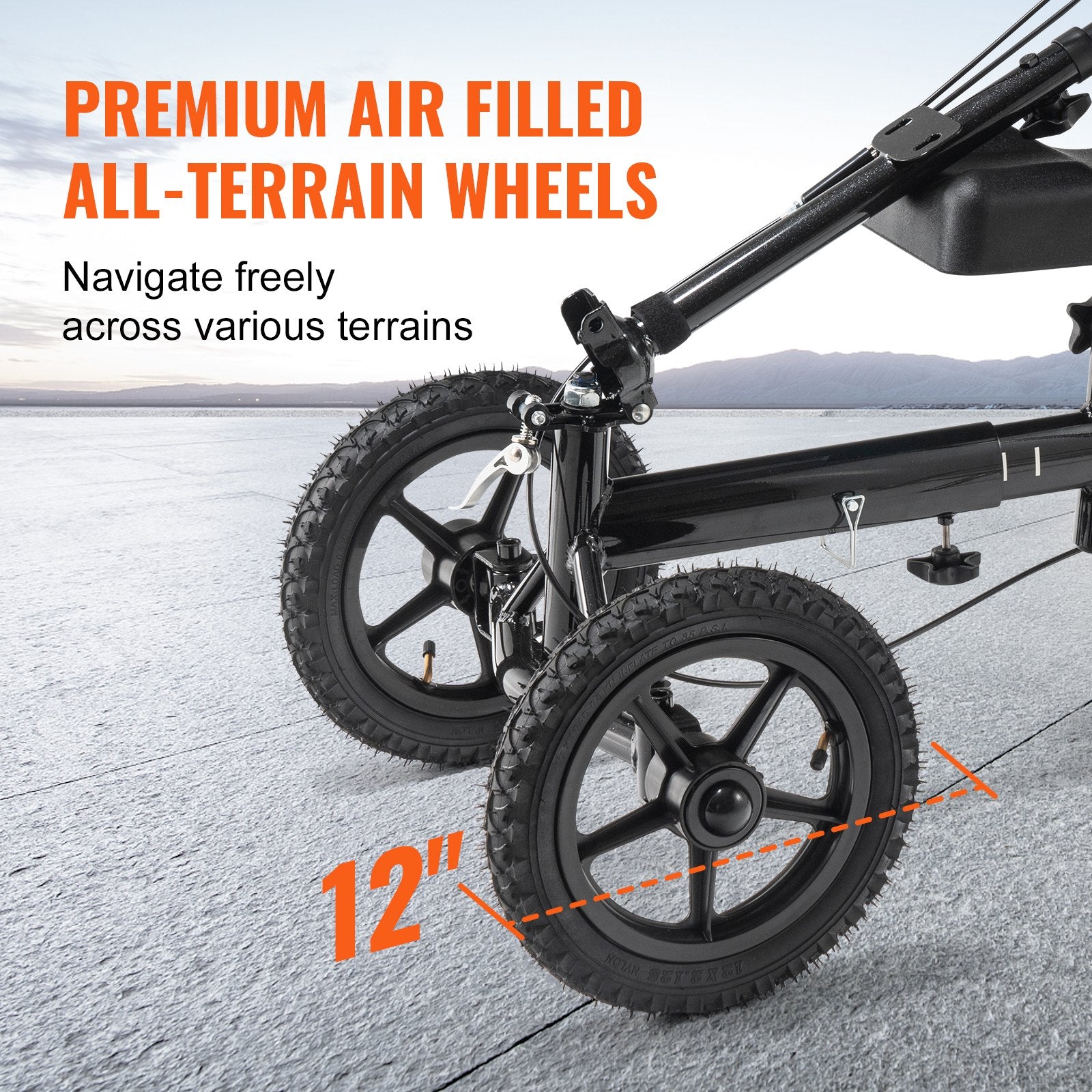 Mobility & Accessibility: VEVOR Folding Knee Scooter, Aluminum Steerable Knee Walker with Height-Adjustable Handlebar & Knee Pad, 12" All-Terrain Wheels, Dual Brakes, Leg Recovery Scooter for Broken Ankle Foot Injuries, 159KG