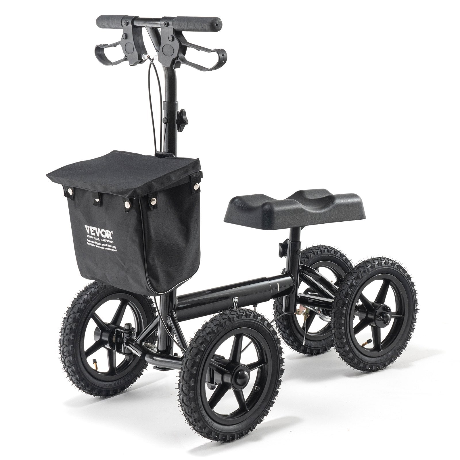 Mobility & Accessibility: VEVOR Folding Knee Scooter, Aluminum Steerable Knee Walker with Height-Adjustable Handlebar & Knee Pad, 12" All-Terrain Wheels, Dual Brakes, Leg Recovery Scooter for Broken Ankle Foot Injuries, 159KG