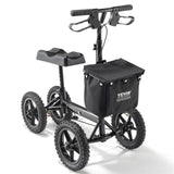 Mobility & Accessibility: VEVOR Folding Knee Scooter, Aluminum Steerable Knee Walker with Height-Adjustable Handlebar & Knee Pad, 12" All-Terrain Wheels, Dual Brakes, Leg Recovery Scooter for Broken Ankle Foot Injuries, 159KG
