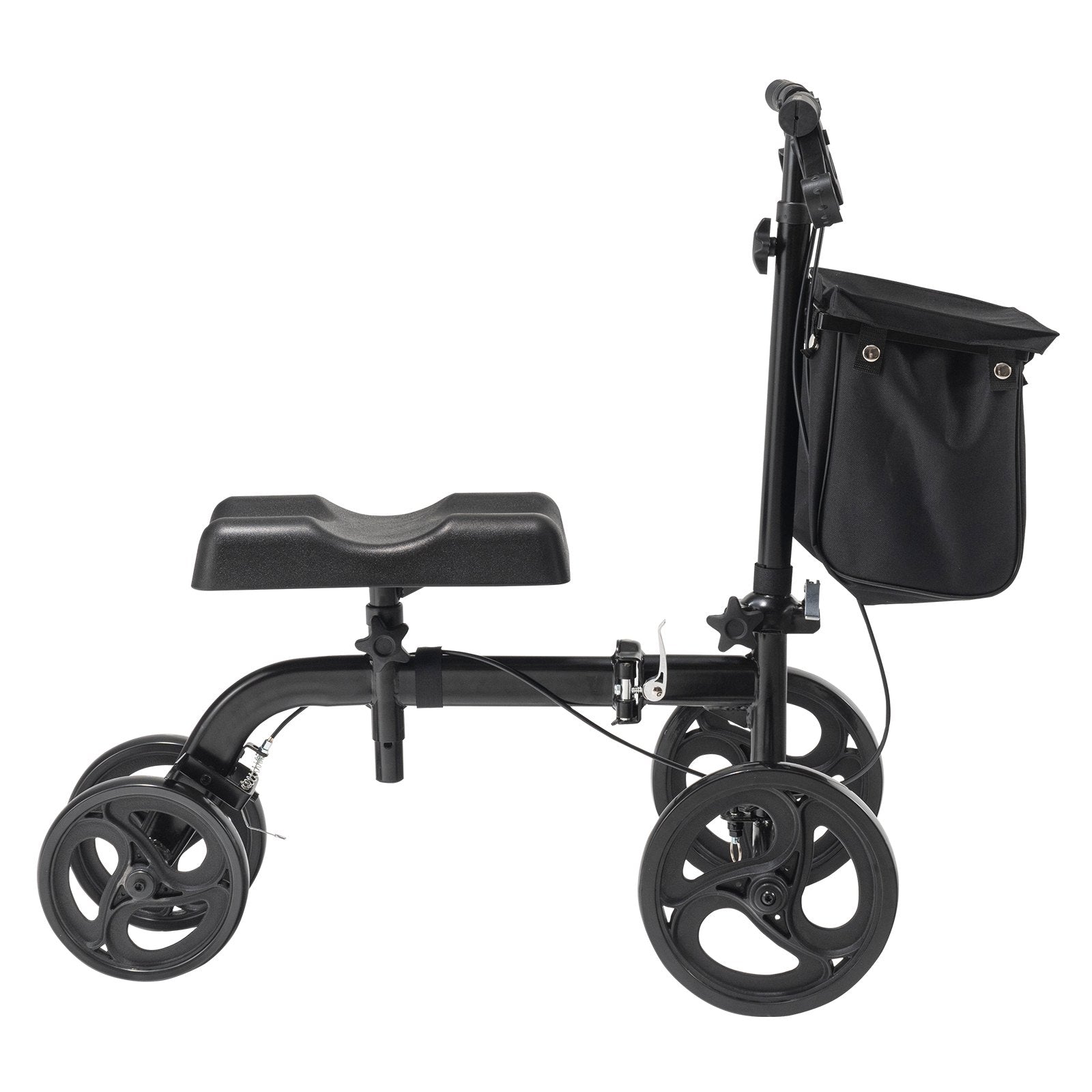 Mobility & Accessibility: VEVOR Folding Knee Scooter, Carbon Steel Steerable Knee Walker with Height-Adjustable Handlebar & Knee Pad, All-Terrain Solid Wheels, Dual Brakes, Leg Recovery Scooter for Broken Ankle Foot Injuries