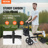 Mobility & Accessibility: VEVOR Folding Knee Scooter, Carbon Steel Steerable Knee Walker with Height-Adjustable Handlebar & Knee Pad, All-Terrain Solid Wheels, Dual Brakes, Leg Recovery Scooter for Broken Ankle Foot Injuries