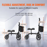 Mobility & Accessibility: VEVOR Folding Knee Scooter, Carbon Steel Steerable Knee Walker with Height-Adjustable Handlebar & Knee Pad, All-Terrain Solid Wheels, Dual Brakes, Leg Recovery Scooter for Broken Ankle Foot Injuries