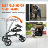 Mobility & Accessibility: VEVOR Folding Knee Scooter, Carbon Steel Steerable Knee Walker with Height-Adjustable Handlebar & Knee Pad, All-Terrain Solid Wheels, Dual Brakes, Leg Recovery Scooter for Broken Ankle Foot Injuries