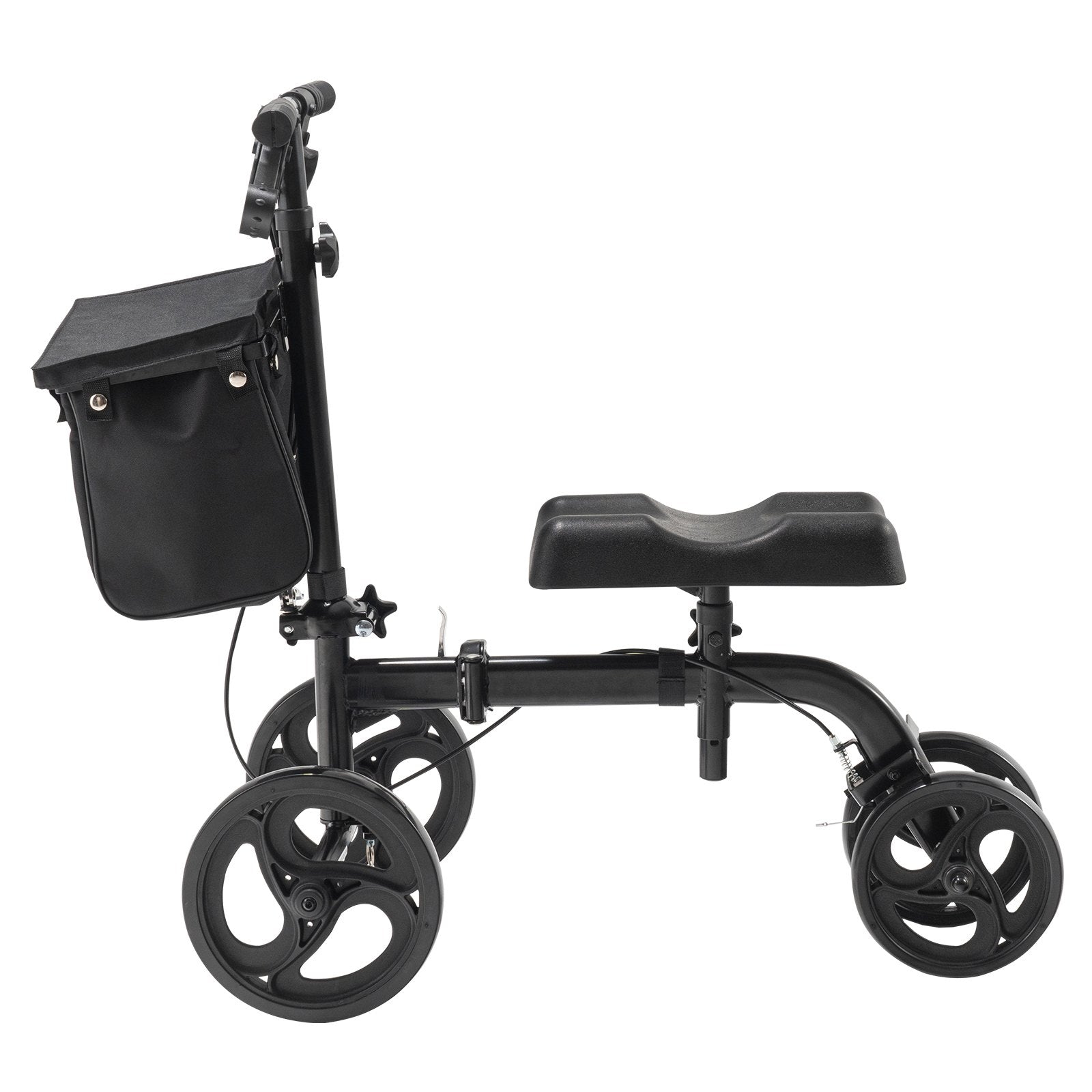 Mobility & Accessibility: VEVOR Folding Knee Scooter, Carbon Steel Steerable Knee Walker with Height-Adjustable Handlebar & Knee Pad, All-Terrain Solid Wheels, Dual Brakes, Leg Recovery Scooter for Broken Ankle Foot Injuries