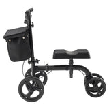 Mobility & Accessibility: VEVOR Folding Knee Scooter, Carbon Steel Steerable Knee Walker with Height-Adjustable Handlebar & Knee Pad, All-Terrain Solid Wheels, Dual Brakes, Leg Recovery Scooter for Broken Ankle Foot Injuries