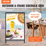 Traffic Control & Parking Tools: VEVOR A Frame Sidewalk Sign, 61x91cm Heavy Duty Slide-in Signboard Holder, Double-Sided Folding Sandwich Board Signs, Steel Pavement Sign Poster for Outdoor Business Street Advertising (Frame only)