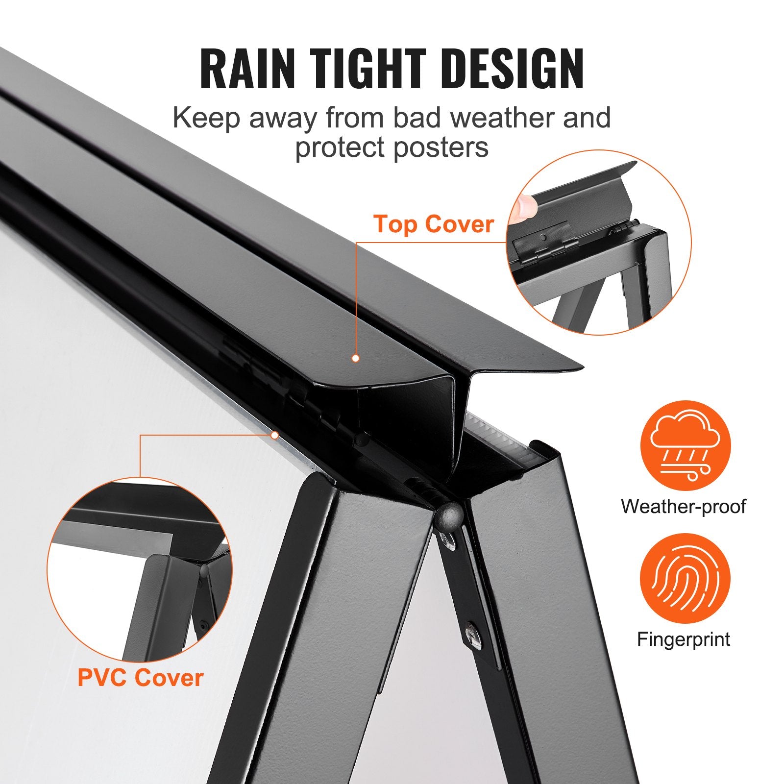 A Frame Sidewalk Sign, 61x91cm Heavy Duty Slide-in Signboard Holder, Double-Sided Folding Sandwich Board Signs, Steel Pavement Sign Poster for Outdoor Business Street Advertising (Frame only)