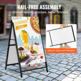Traffic Control & Parking Tools: VEVOR A Frame Sidewalk Sign, 61x91cm Heavy Duty Slide-in Signboard Holder, Double-Sided Folding Sandwich Board Signs, Steel Pavement Sign Poster for Outdoor Business Street Advertising (Frame only)
