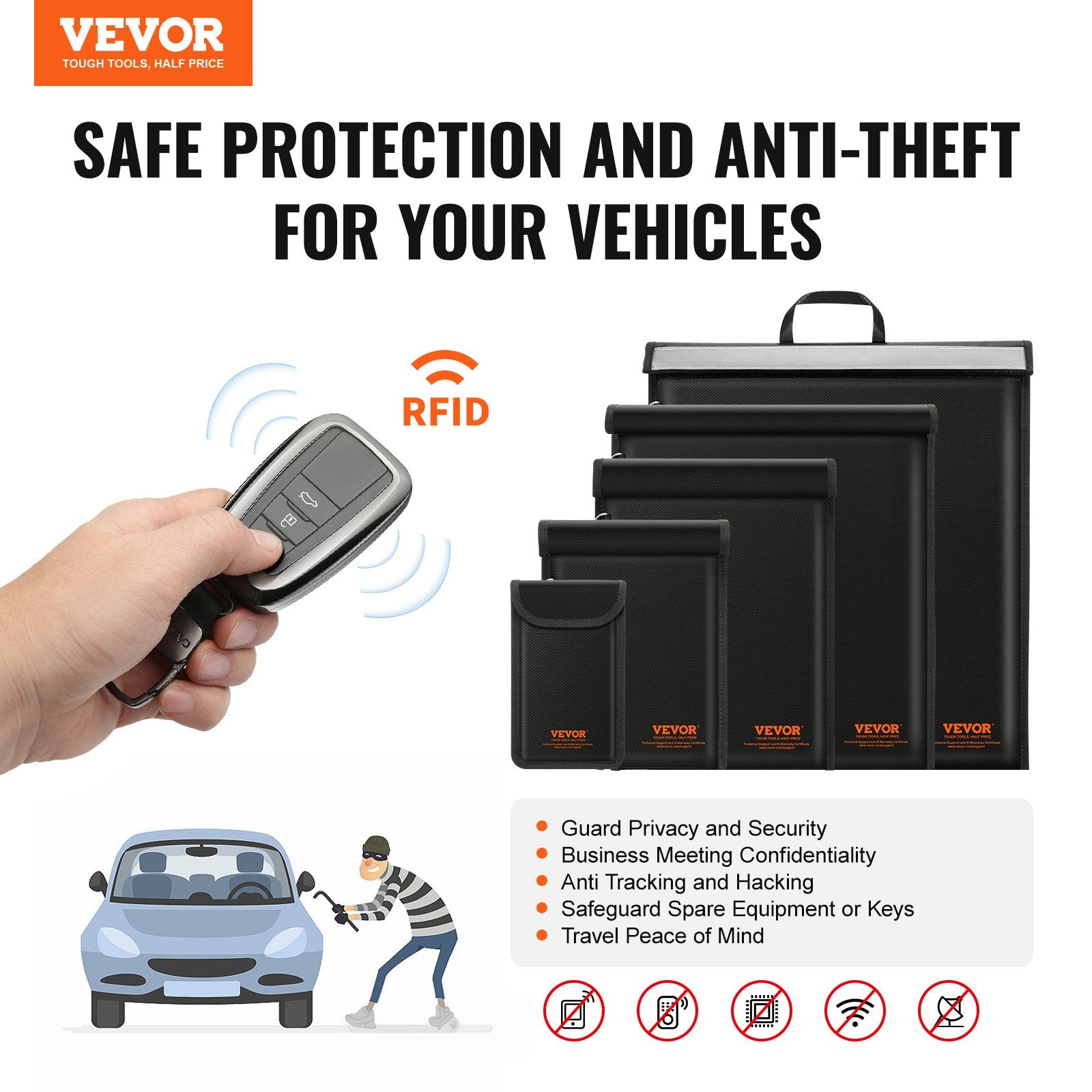 Measuring Tools & Sensors: VEVOR Faraday Bag 4 Pack Signal Blocking Holder for Laptop Tablet Phone Radio XL