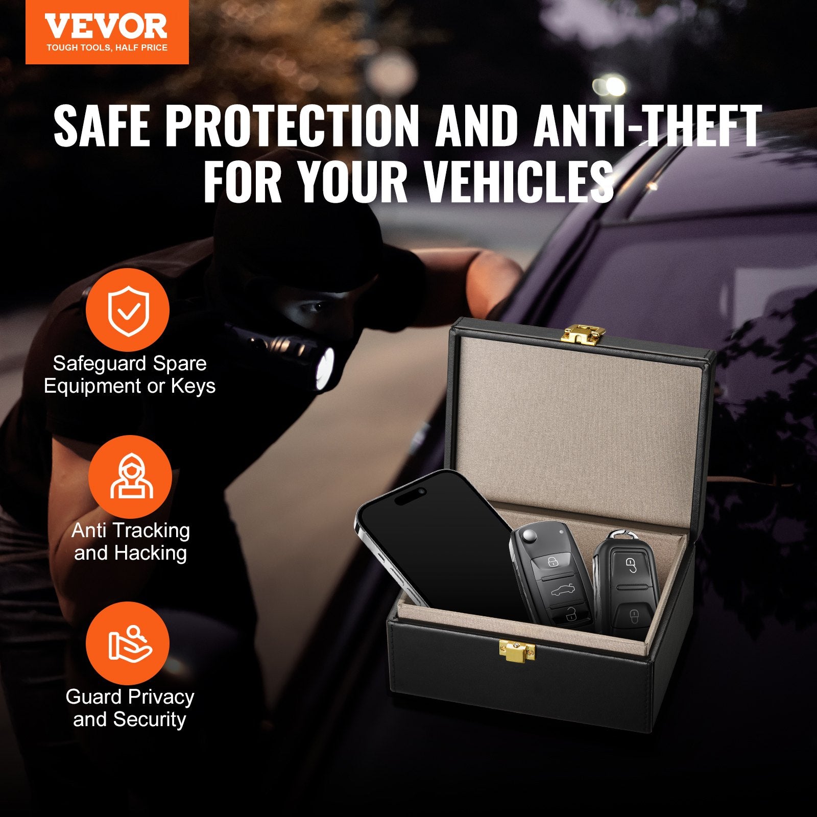 Automotive Repair & Speciality Tools: VEVOR Faraday Box Signal Blocking Holder for 5~8 Car Keys Key Safe Fob Protector
