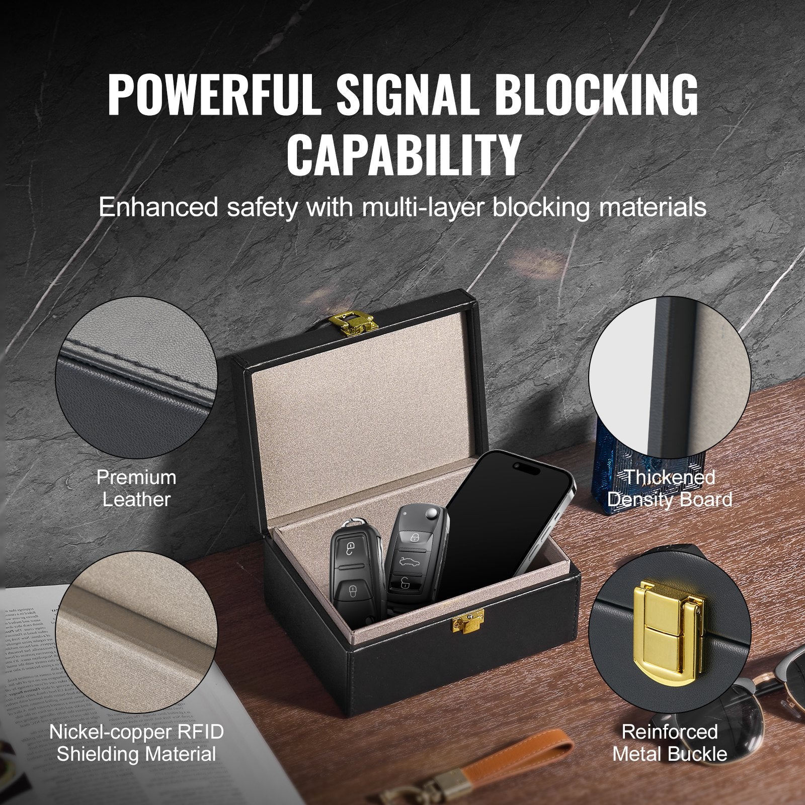 Automotive Repair & Speciality Tools: VEVOR Faraday Box Signal Blocking Holder for 5~8 Car Keys Key Safe Fob Protector