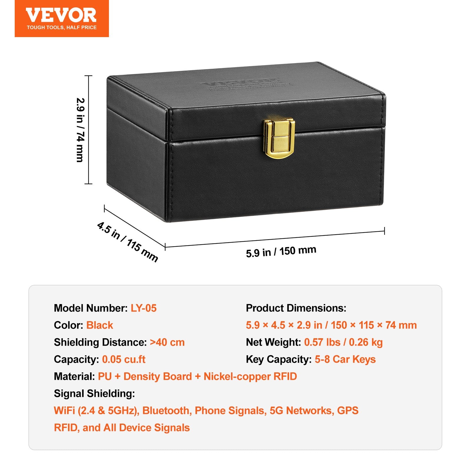 Automotive Repair & Speciality Tools: VEVOR Faraday Box Signal Blocking Holder for 5~8 Car Keys Key Safe Fob Protector