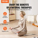 Wellness Accessories: VEVOR Far Infrared Heating Pad Amethyst Gemstones Heating Mat with Negative Ions