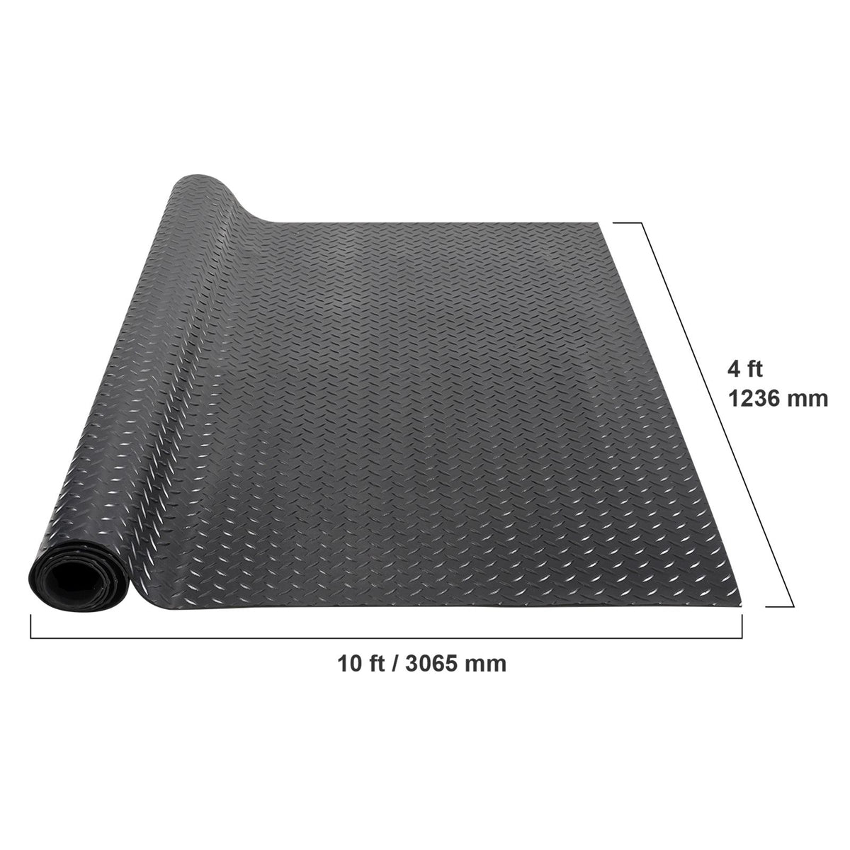 Diamond-Plate Rubber Flooring Roll, 3 mm x 4 ft x 10 ft Garage Floor Mat, SBR Rubber Garage Flooring Roll, Easy to Clean, Diamond Plate Rubber Mat for Under Cars, Garage Industry Gym, Black