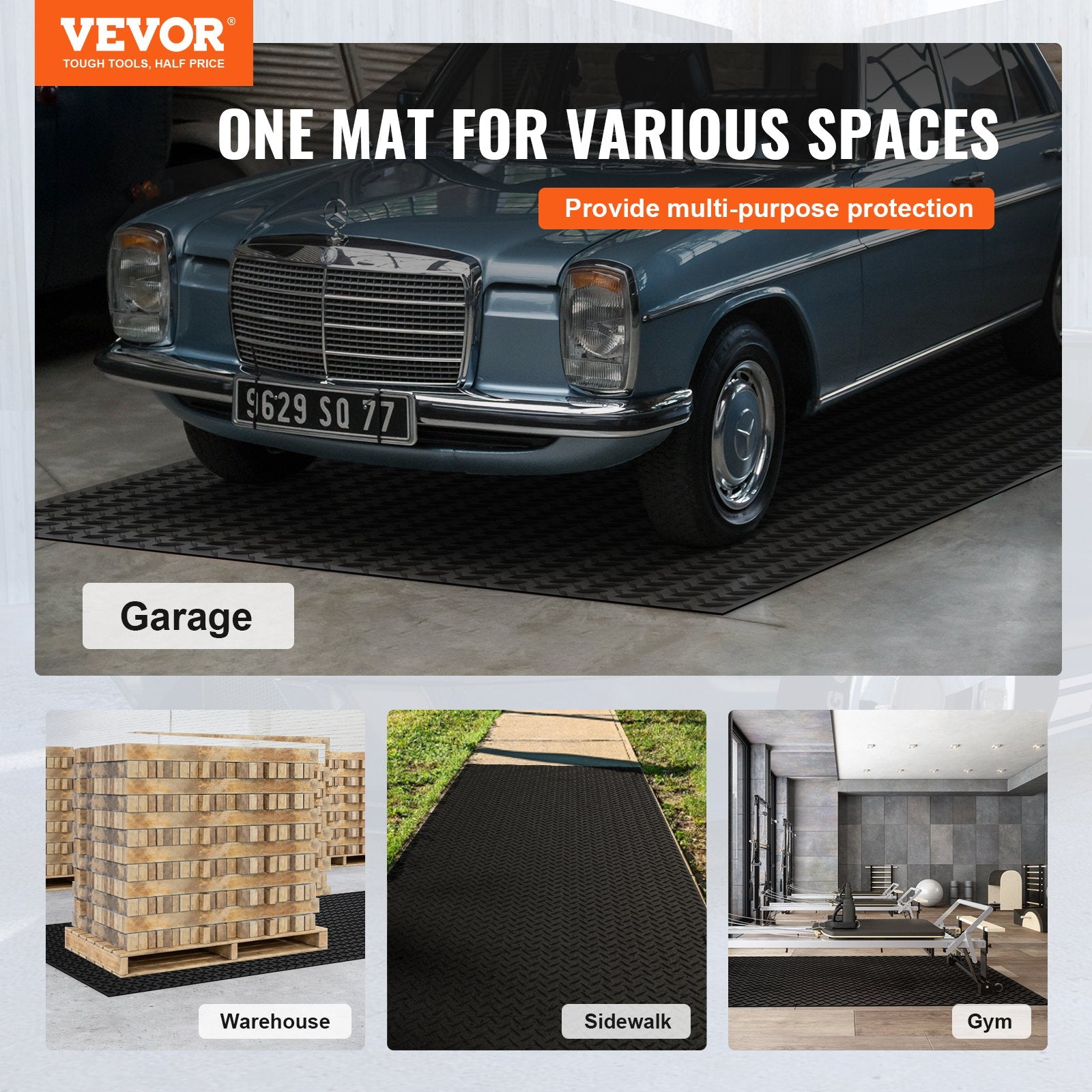 Diamond-Plate Rubber Flooring Roll, 3 mm x 4 ft x 15 ft Garage Floor Mat, SBR Rubber Garage Flooring Roll, Easy to Clean, Diamond Plate Rubber Mat for Under Cars, Garage Industry Gym, Black
